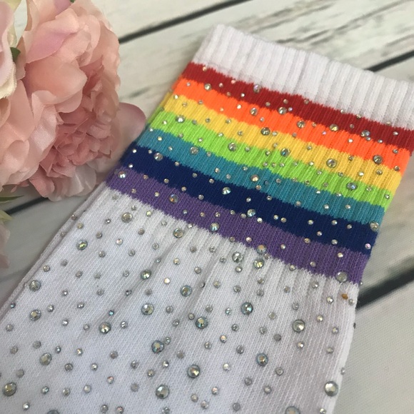 Sexy Bling Rhinestone Over The Knee Rainbow Socks - Picture 5 of 8
